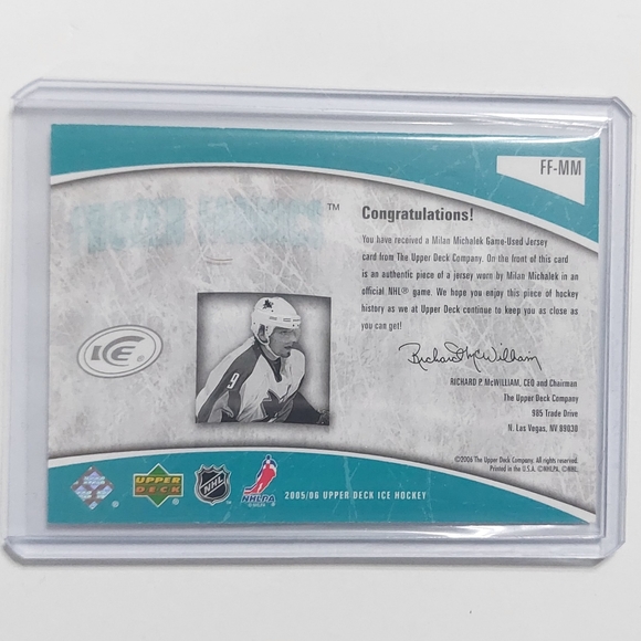 Milan Michalek Upper Deck Ice Frozen Fabrics: San Jose Sharks - Jersey Card - Picture 2 of 2